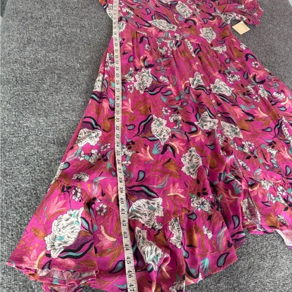 Nurture‎ Westbound Floral Midi Dress Boho Chic Pink Tiered V Neck Size XL rayon - Picture 8 of 14